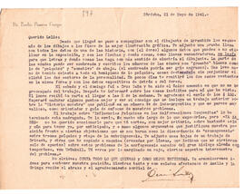 Carta de Emilio Pizarro Crespo del 21 de mayo de 1941