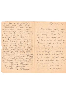 Carta de Genny Pascal del 27 de julio de 1933