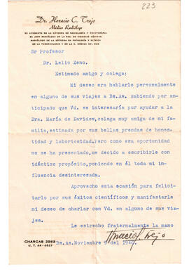 Carta del Dr. Horacio C. Trejo del 9 de noviembre de 1940