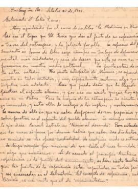 Carta para Zeno del 21 de octubre de 1933