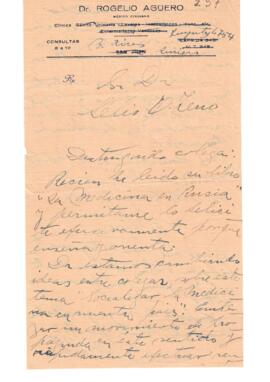 Carta del Dr. Rogelio Agüero del 24 de abril de 1934