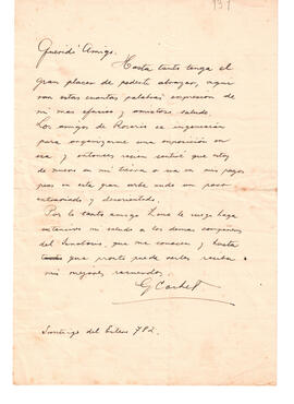 Carta de Gustavo Cochet