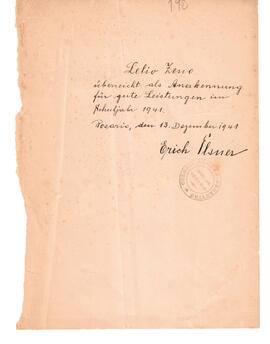 Página con manuscrito y sello del Colegio Alemán Argentino