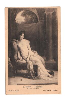 Postal que en el frente presenta la imagen de Madame Recamier, de Gerard. Ville de Paris.