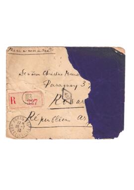 Sobre de carta rasgado dirigido a Cristina Monserrat del 28 de julio de 1933