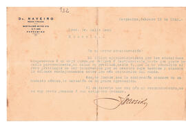 Carta del Dr. Naveiro del 19 de febrero de 1942