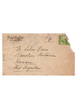 Sobre vacío con el nombre de Lelio Zeno