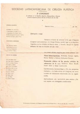 Invitación de la Sociedad Latinoamericana de Cirugía Plástica al II Congreso Latinoamericano de C...