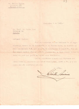 Carta del Dr. Héctor Marino "Sigo sin noticias de los tableros de mi exposición..."