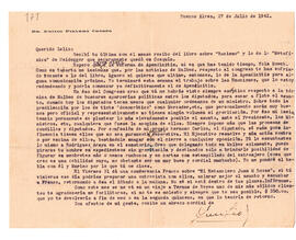Carta de Emilio Pizarro Crespo del 27 de julio de 1942
