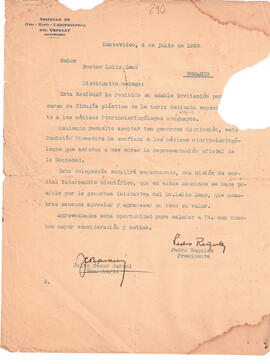 Carta de la Sociedad de Otorrinolaringología del Uruguay del 4 de julio de 1939