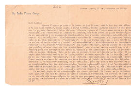 Carta de Emilio Pizarro Crespo del 31 de diciembre de 1936