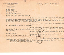 Carta de Roberto Figueroa del 28 de octubre de 1941