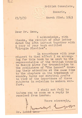 Carta del Consulado Británico en Rosario