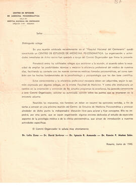 Carta del Centro de Estudios de Medicina Psicosomática