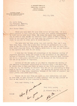 Carta de H. Winnett Orr del 11 de julio de 1938