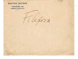 Sobre Vacío Sanatorio Británico. Paraguay 40. Rosario de Santa Fe.