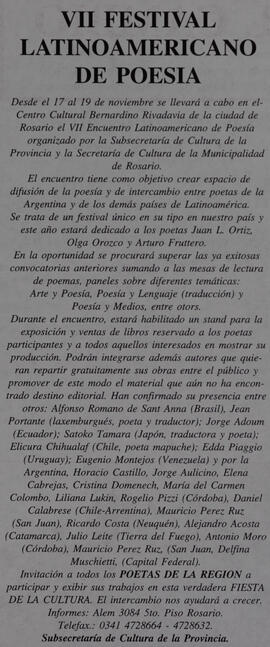VII Festival Latinoamericano de Poesía