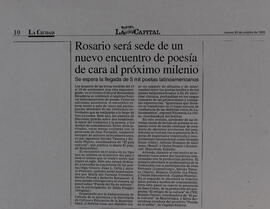 Rosario será sede de un nuevo encuentro de poesía de cara al próximo milenio