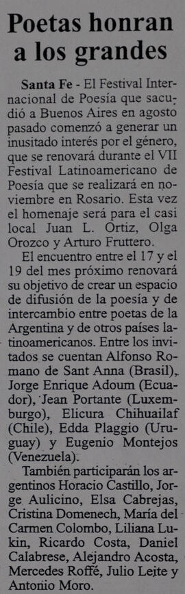 Poetas honran a los grandes