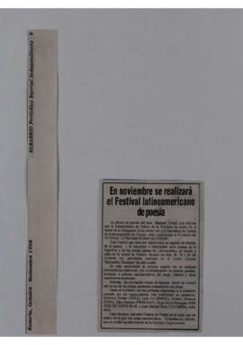 En noviembre se realizará el Festival latinoamericano de poesía