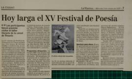 Hoy larga el XV Festival de Poesía