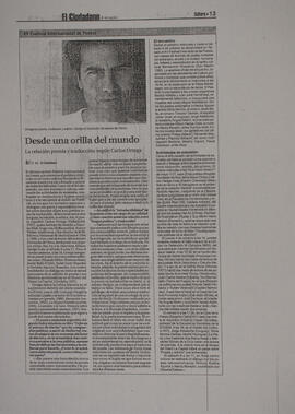 Desde una orilla del mundo. La relación de poesía y traducción según Carlos Ortega