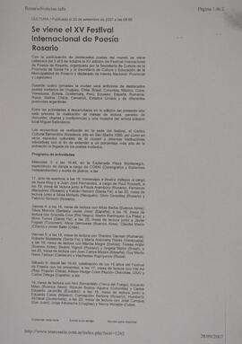 Se viene el XV Festival Internacional de Poesía Rosario